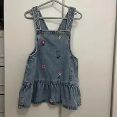 ZARA KIDS baby デニムジャンパースカート 花柄刺繍のサムネイル