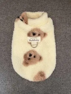 リング付き　クマ柄フリース犬服　Sサイズ