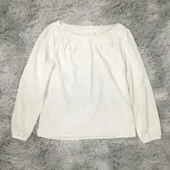 ナチュラルビューティー 長袖ブラウス M 白 ホワイト 無地 シンプル トップス