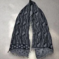 未使用品 インド製 エスニック模様 ストール ブラック ホワイト