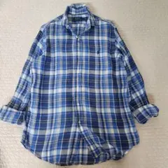 ポロラルフローレン　リネン　チェックシャツ　チュニック　麻　美品　羽織