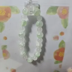 緑と白のビーズブレスレット 16cm《推しカラーにいかがですか！》