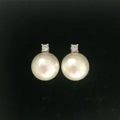 貝パールピアス cz.ダイヤ　12mm