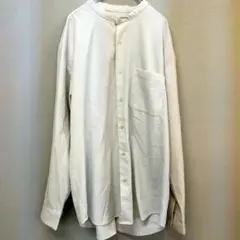 【GU】長袖シャツ　スタンドカラー　L　メンズ　少しグレーがかった白
