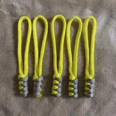 パラコード製　ジッパータブ　ストラップ　5個セット　イエロー②