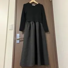 エムプルミエ　リブニットジャガードドッキングワンピース