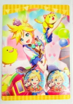 プロセカ鏡音レン缶バッチ・下敷き3点セット