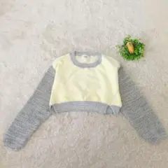 SNIDEL　長袖ニット　バイカラー　イエロー×グレー　クロップド長袖　F