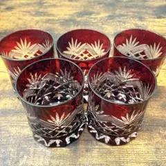 江戸切子 ハンドカット ロックグラス 5個セット