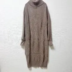 Vicky Knit One Piece Off Turtle Long Sleeve Plain 2 Brown Rayon Date