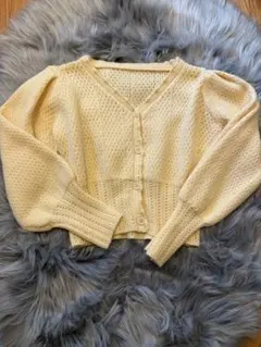 【GRL（グレイル）】クロップド丈ニットカーディガン　春色イエロー