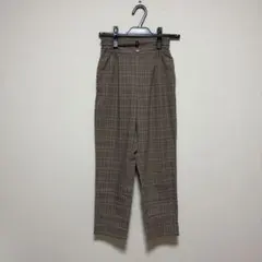 GU チェック 長ズボン 150 ウエストゴム 薄いブラウンのサムネイル