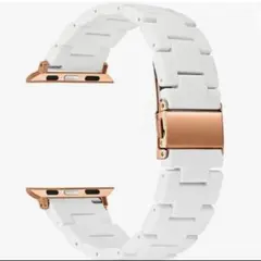 Apple watch バンド 38mm 樹脂ベルト 白 ステンレス留め金
