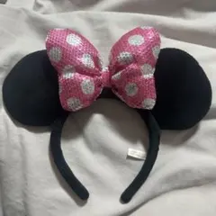 ディズニーランド ミニー カチューシャ スパンコール ピンク 大人サイズ