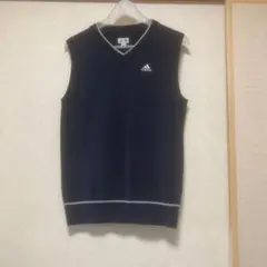 adidas ネイビー Vネック ノースリーブ ベスト M