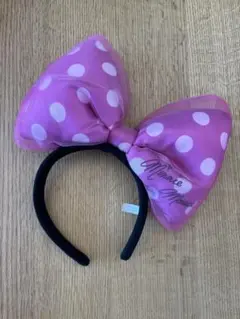 ミニーマウス　デカリボンカチューシャ　ピンク