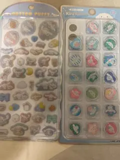 サンリオ　シナモンロール　コットンパフィーシール　キラコロ　おはじきシール