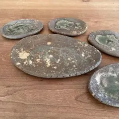 陶器製　楕円形皿　小皿4枚大皿1枚　5枚セット