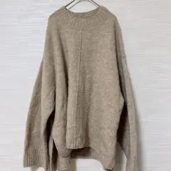 qoutクオート 【L】センターライン オーバーサイズニット ベージュ スリット