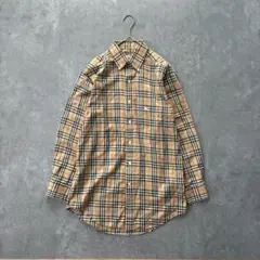 バーバリーズ［S］ノバチェック柄◎ワンポイント刺繍◎コットン◎ボタンダウンシャツのサムネイル