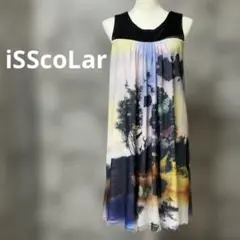 【iS ScoLar】ノースリーブ　ワンピース　異素材ドッキング