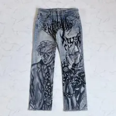 一点物 ハンドメイド ペイントデニム リメイク ジョジョ 吉良吉影 W32のサムネイル