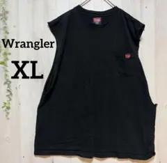 【リメイク】Wrangler ラングラー ワークTシャツ カットオフ XL 黒