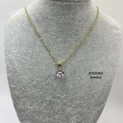 アレルギー対応　ステンレスチェーン 天然石　アメジストペンダント ネックレス