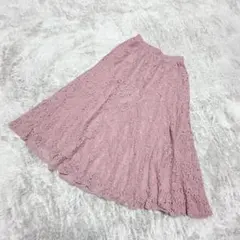 アースミュージック&エコロジー【F】フレアロングスカート レース ゴムウエスト