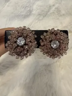 フラワーデザイン ピンクビーズイヤリング