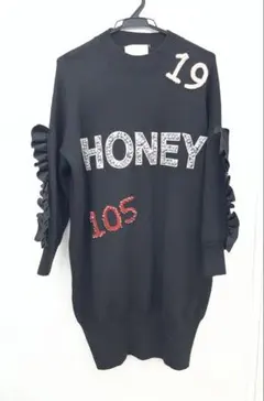 Chesty ブラック ニット ワンピース