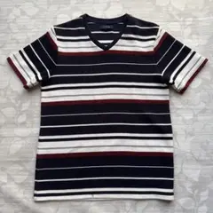 TAKA-Q タカキュー Vネック ボーダー 半袖 Tシャツ Mサイズのサムネイル
