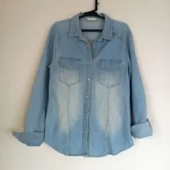 GUジーユー デニムシャツ ライトブルー S