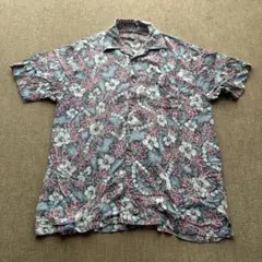 【美品】Wit Ford アロハシャツ L ハイビスカス ブルーグレー
