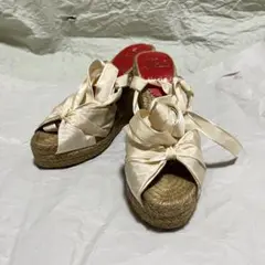 【希少】 クリスチャンルブタン レースアップ ウェッジソール サンダル 35