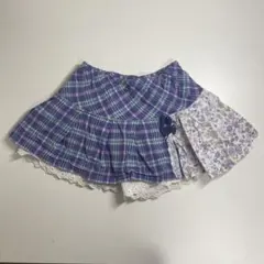 ニットプランナー　チェック柄 花柄 キュロットスカート　120cm