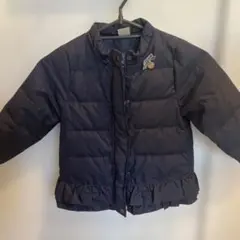 ネイビー フリル付き中綿コート