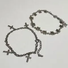 ヴィンテージ　ブレスレット　クロス　十字架　蝶　 2点セット