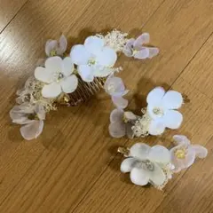 ホワイト花モチーフヘッドドレス3点セット