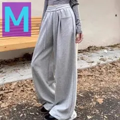 スウェットパンツ ストレート М ルームウェア グレー ワイド リラックス