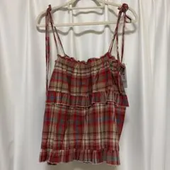 CHIP CLIP レッド系チェック ビスチェ