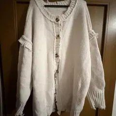 長袖　アイボリー GRL 2way ルーズダメージニットカーディガン