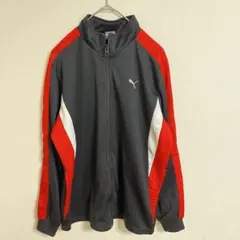Puma フルジップジャージ ブラック/レッド　160