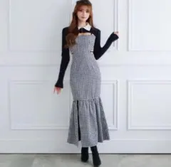 【訳アリでお得】Randy 千鳥柄 ロングワンピース Mサイズ ハウンドトゥース