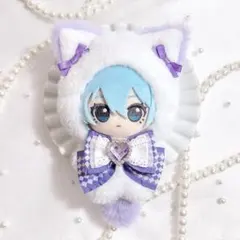 パープル×ホワイト ネコ 着ぐるみ 12cm ぬい服