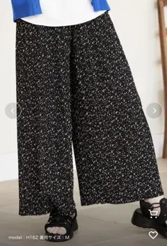 【美品】ikka さらっとプリーツワイドパンツ Lサイズ