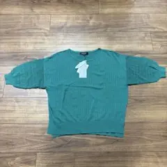 Reflect グリーン　五分袖ニット M