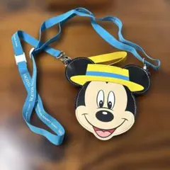 ミッキーマウス パスケース　ストラップ付き