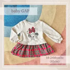 baby GAP ミニーマウス ワンピース 18-24ヶ月 85 赤 チェック