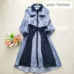 アクシーズファム＊ストライプバイカラーワンピース＊青